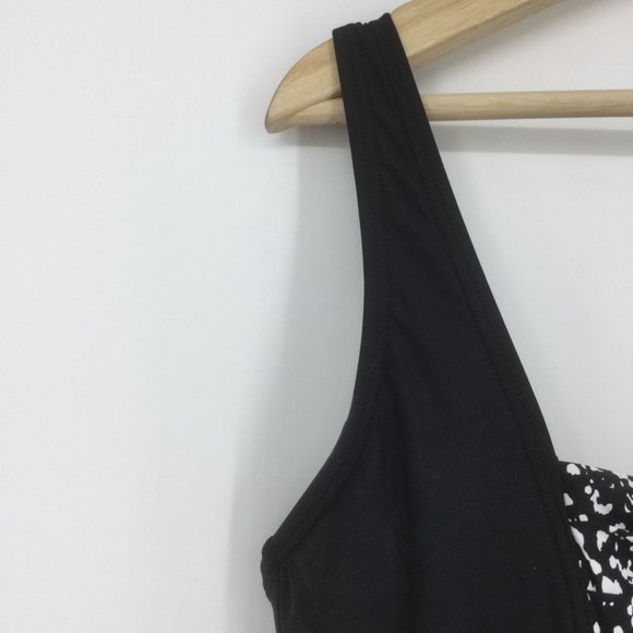 Calvin Klein Black White Shimmer Swimsuit Size 16 - Picture 5 of 8